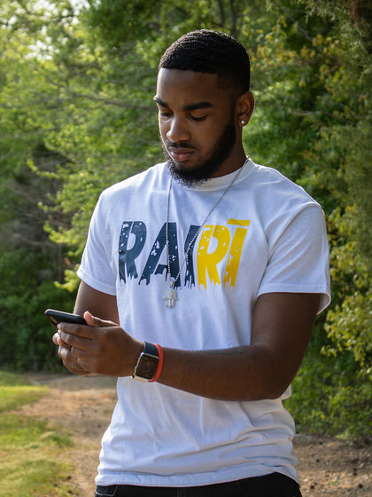 RAIRI Unisex Navy & Yellow Two-Tone Tee